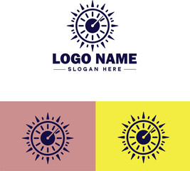 sun clock icon Sundial Solar timepiece Solar clock flat logo sign symbol editable vector