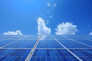 Solar panel close-up, blue sky background
