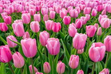 Obraz premium Close-up of vibrant pink tulips in full bloom – beauty, nature, gardening