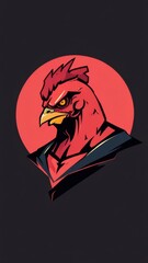 “The Regal Gaze: Stylized Chicken Emblem”