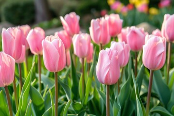 Close-up of vibrant pink tulips in full bloom – beauty, nature, gardening