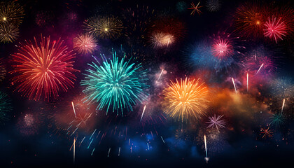 Fireworks background New Year's Eve celebration vector illustration Celebratory Fireworks for New Year