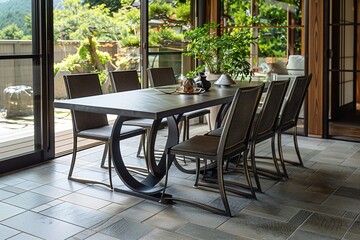 Fototapeta premium Chairs, table, vase