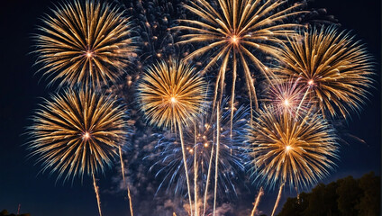 Naklejka premium Bright festive fireworks