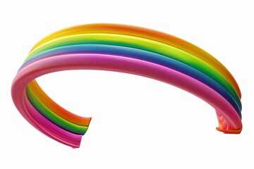 Obraz premium Plasticine rainbow arch isolated on white. Colorful clay shaped like a rainbow, ideal for educational and creative projects, art and crafts.