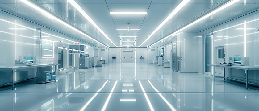 Modern cleanroom interior with stateoftheart semiconductor tools