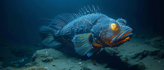 Large deepsea fish with bioluminescent features