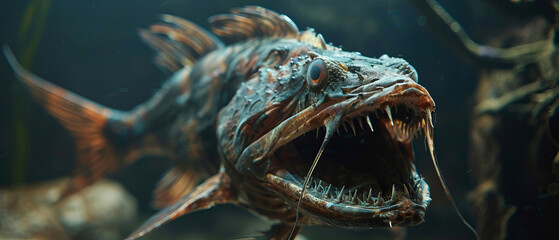 Large deepsea dragonfish with sharp teeth
