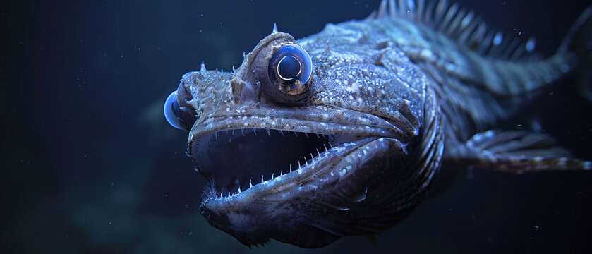 Large deepsea lizardfish in the dark waters