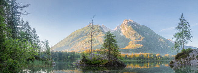 View of Hintersee lake in Berchtesgaden National Park Bavarian Alps, Germany