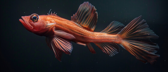 Fototapeta premium Huge deepsea rattail fish in the dark abyss