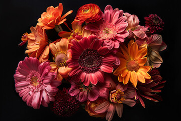 Colorful bouquet of chrysanthemums and other flowers