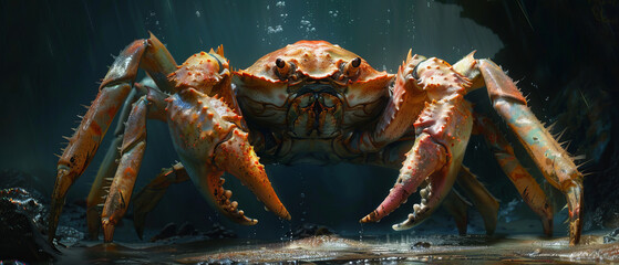Deepsea crab with oversized claws