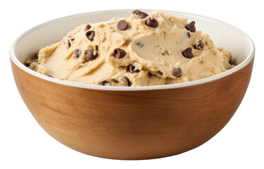 PNG Chocolate chip cookie dough in a mixing bowl dessert food white background.