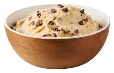 PNG Chocolate chip cookie dough in a mixing bowl dessert food white background.