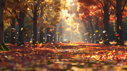 landscape autumn fall lake sunset maple tree, foliage, wooden table wallpaper background