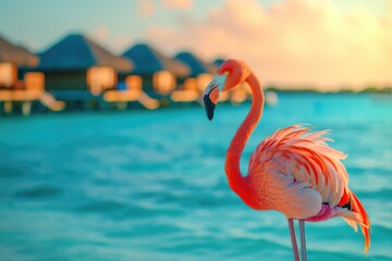 Sunset Silhouette: Caribbean Flamingo Dreamscape