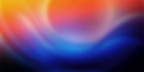Abstract gradient background featuring a warm and vibrant blend of hues, including oranges, reds, pinks, purples, blues. The gradient showcases smooth, fluid transitions, dynamic atmosphere