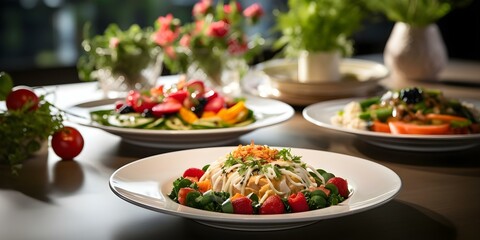 A photo showcasing menus catering to various dietary needs in a restaurant. Concept Restaurant Menus, Dietary Options, Food Diversity, Customized Menus, Culinary Choices