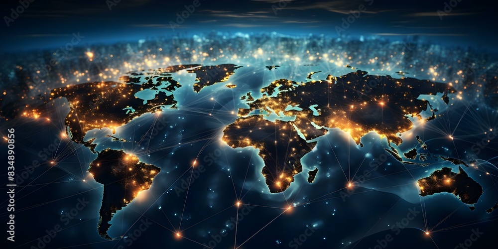 Poster worldwide web connectivity and internet communication technology on a global network. concept intern