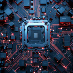 CPU performance intel core top view hd blue colors