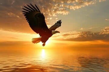 Obraz premium Majestic Bald Eagle Diving at Dawn