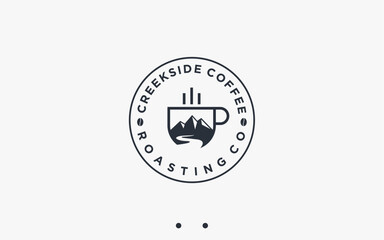 mountain coffee logo design vector silhouette illustration