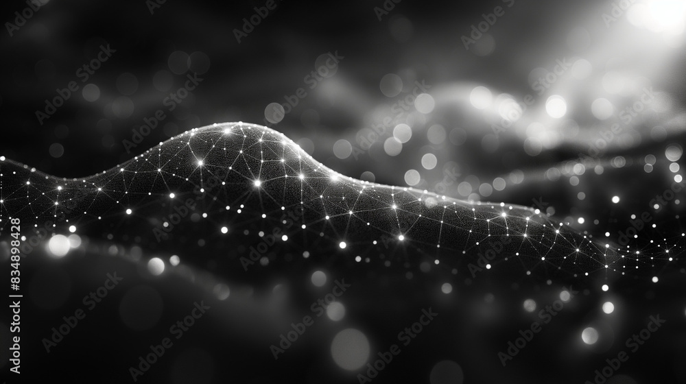 Aufkleber abstract particle connection network background , this is entirely 3d generated image.