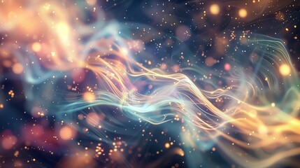 Fototapeta premium Mystical lights and flowing energies highlight nature's restorative power in a serene, ethereal portrayal.