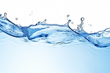 Clear blue water splashing against a white background, capturing the fluid motion and refreshing essence in a high-resolution stock photo.