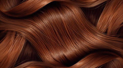 Fototapeta premium Close-up of Silky Intertwined Brown Hair Strands. Hair Day Background.