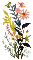 PNG Flower frame painting pattern plant.