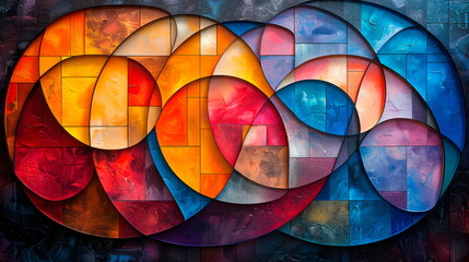 abstract panels with swirling arcs and luxurious geometric shapes