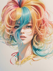 Fototapeta premium poster girl with colorful hair