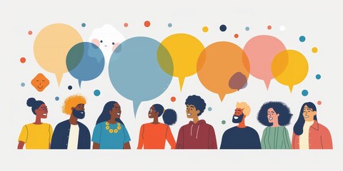 Fototapeta premium People of various ethnicities and cultures are having a conversation.
