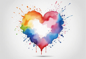 Vibrant cloud of watercolor splashes and blotches against a white backdrop