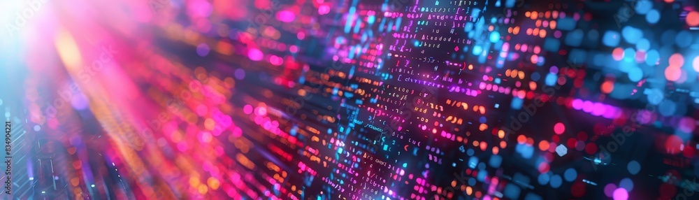 Aufkleber abstract digital data background with vibrant colors and glowing lines, representing technology, cyb
