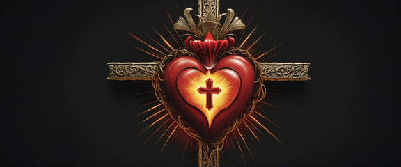 An Illustration of the Sacred Heart: A Fiery Symbol of Divine Love and Passion