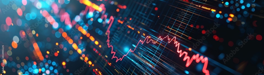 Aufkleber dynamic abstract financial data visualization with colorful lights representing market trends and da