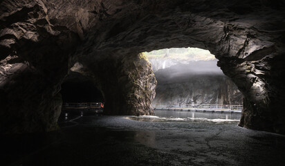 Underground lake located at the abandoned marble quarry of Ruskeala