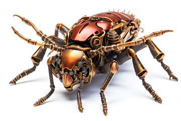Fototapeta premium Steampunk beetle illustration. Funny insect mutant. 