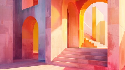 a staircases and arches in a building