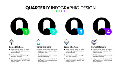 Infographic template. Quarterly chart with 4 steps