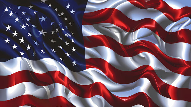 USA Flag floating in the wind