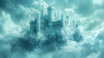 Fantasy castle over the clouds 