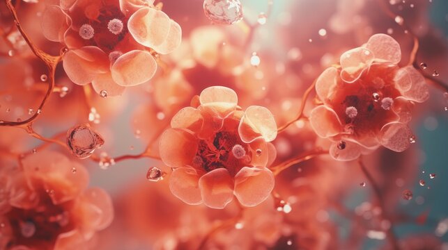 Collagen serum exosome for skin repair and moisturizing 3d rendering macro background