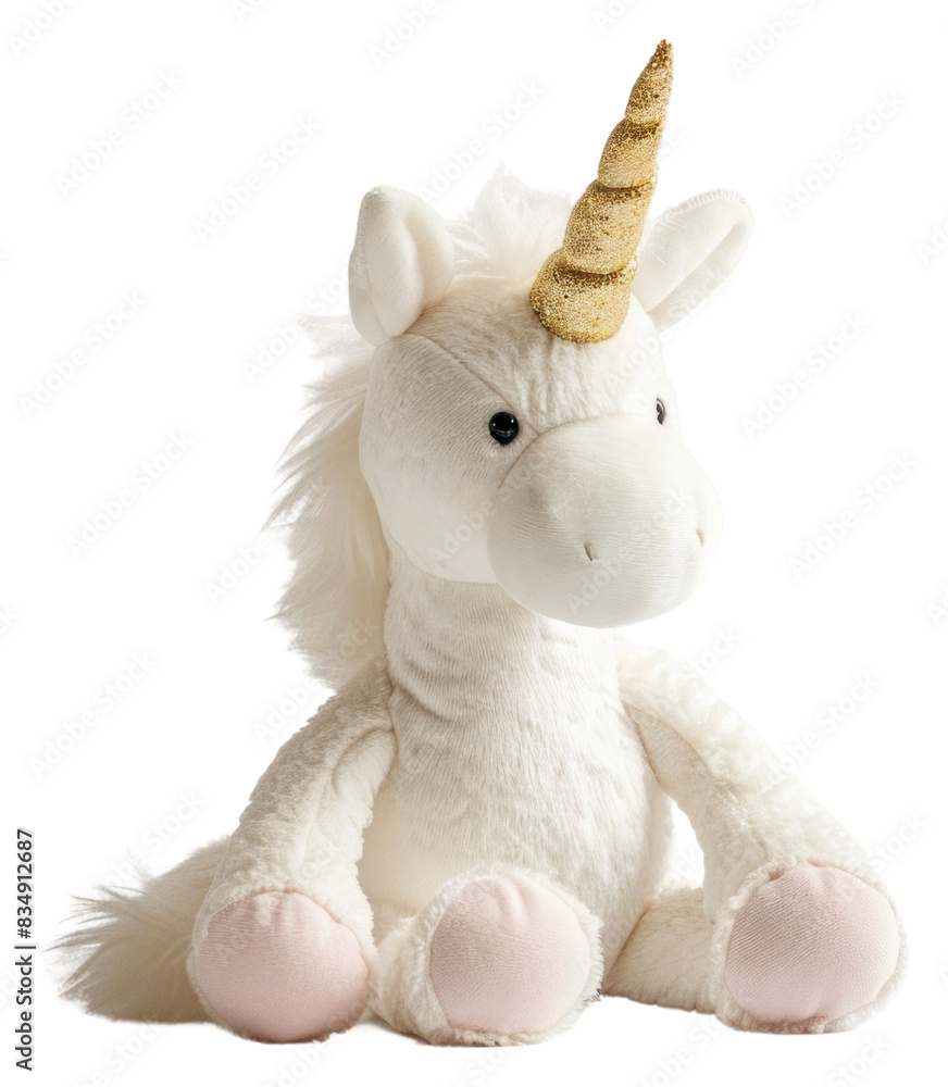 Sticker PNG Stuffed doll unicorn plush white cute.