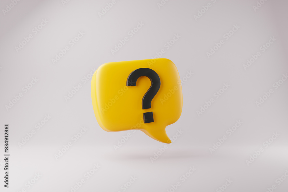 Poster 3d rendering a question mark floated in the air. question ideas that arise in various places.