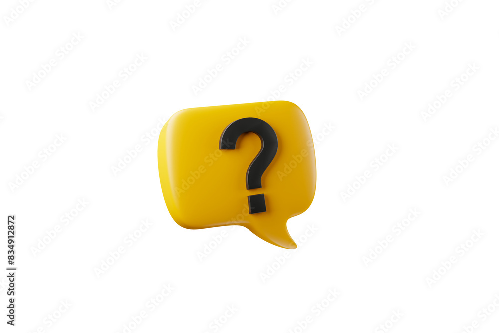 Poster 3d rendering a question mark floated in the air. question ideas that arise in various places.