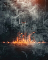 basketball fire and smoke digital photography backdrops overlay 1